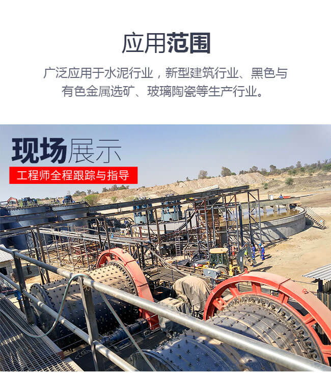大型球磨機(jī)現(xiàn)場(chǎng)及應(yīng)用領(lǐng)域說明